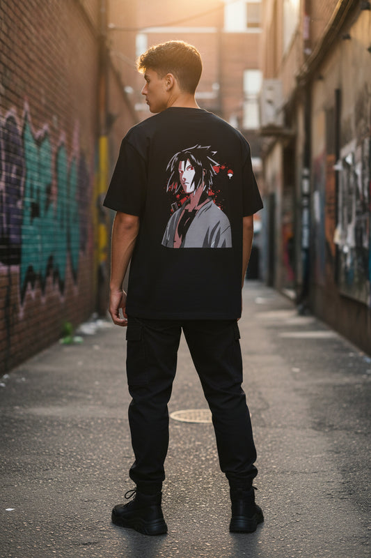 anime inspired ninja back print t shirt for men