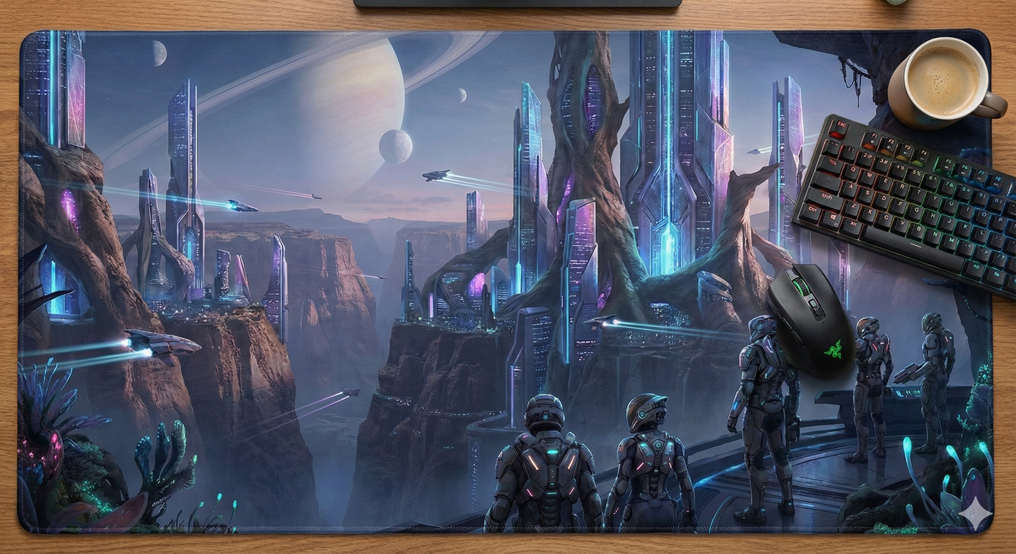 Printed Long Mouse Pad | Alien Plant Robotic view Printed Mouse Pad