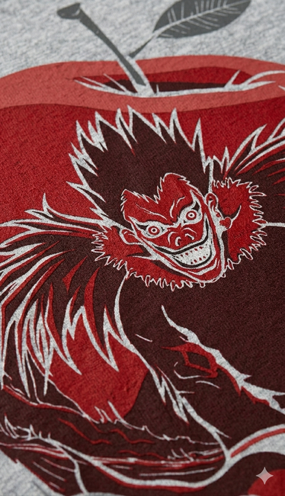 ryuk shinigami apple stencil print close-up death note streetwear